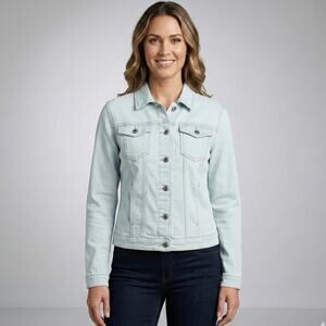 NWT Boohoo Light Blue Womens Sz 6 Denim Western Jacket Custom Smiley Painted